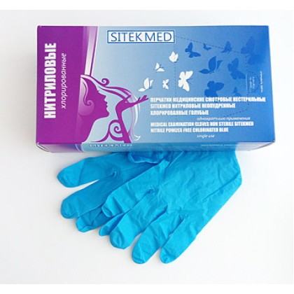 Перчатки нитриловые смотровые голубые 3,5 гр 50 пар