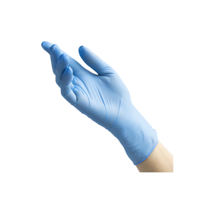 Перчатки нитриловые н/с текстурированные на пальцах смотровые голубые 100 пар